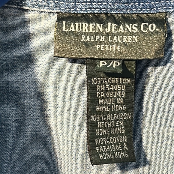 RALPH LAUREN BLUE DENIM SHIRT DRESS WESTERN FITTED LONG SLEEVE CLASSIC SZ PP - Picture 5 of 14